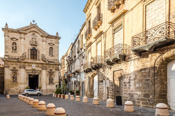 View at the Cathedral of San Cataldo in the streets of Taranto - Italy