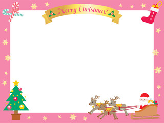 クリスマスのピンクのフレームイラスト