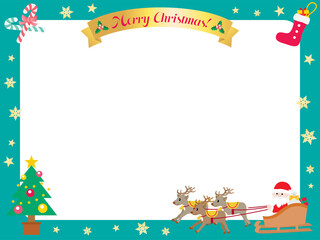 クリスマスの緑のフレームイラスト