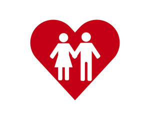 Man and woman icon. family concept. red heart inside isolated on white background.
