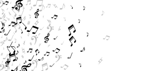 Musical notes flying vector background. Melody