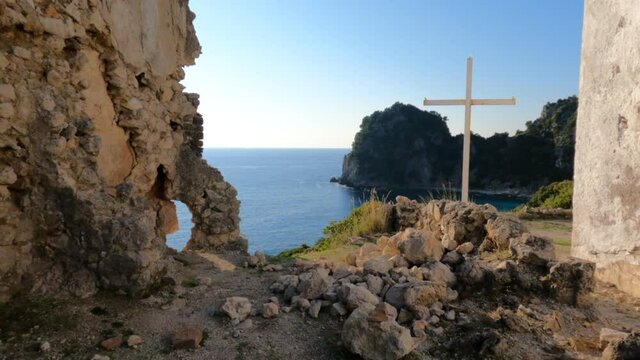 Agios Gorgios church in ermones beach  corfu island greece