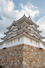 Restored Amagasaki-jo castle tower in Hyogo, Japan