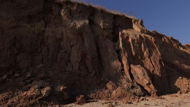 Wild clay coast of the Black Sea. Autumn season. Odessa region (Ukraine).