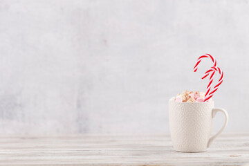 Christmas candy cane cozy background.