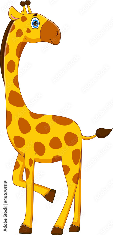 Wall mural cartoon cute giraffe on white background