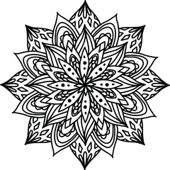 Asian flower mandala icon in doodle style