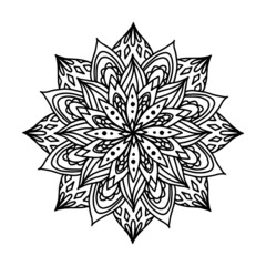 Asian flower mandala icon in doodle style