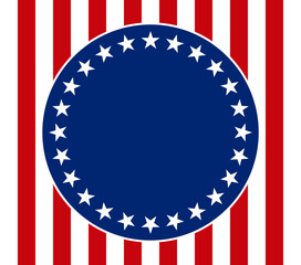 Stars and stripes vector illustration. Red and blue logo label.