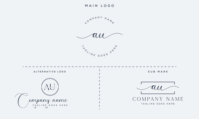 au Initial handwriting signature logo vector. Hand lettering for designs