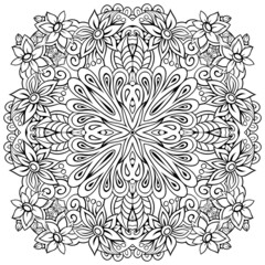Vector abstract ethnic nature hand drawn line art background.
