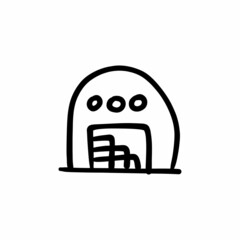 Warehouse icon in vector. Logotype - Doodle