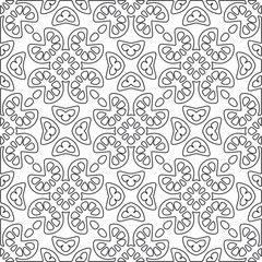 floral pattern background.Repeating geometric pattern from striped elements.   Black and white pattern.