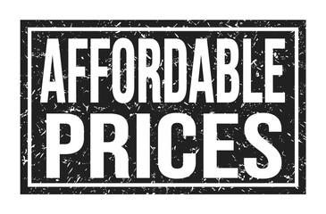 AFFORDABLE PRICES, words on black rectangle stamp sign