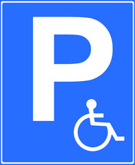 Disabled parking place sign for blue badge holders