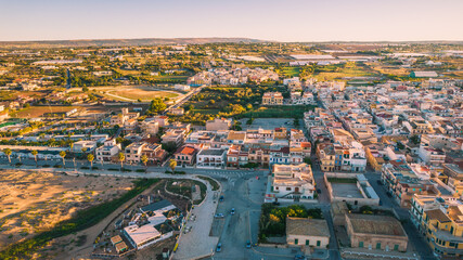 Obraz premium Amazing Panorama of Donnalucata at Dawn from above, Scicli, Ragusa, Sicily, Italy, Europe