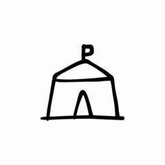 Tent icon in vector. Logotype - Doodle © Vectors