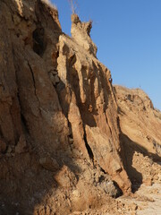 Wild clay coast of the Black Sea. Autumn season. Odessa region (Ukraine).