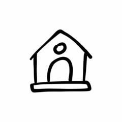 Dog house icon in vector. Logotype - Doodle