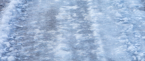 Snow on road in winter.