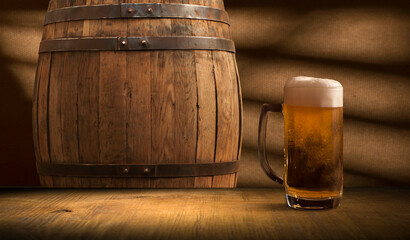 Wooden oak barrel isolated on white background