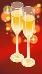 シャンパンのキラキラ背景イラスト