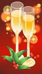 クリスマスやイベントのシャンパンイラスト