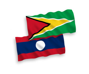 Flags of Co-operative Republic of Guyana and Laos on a white background