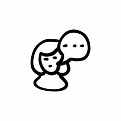 Girl messaging icon in vector. Logotype - Doodle