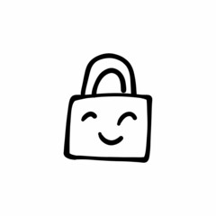 Locker with smile icon in vector. Logotype - Doodle
