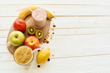 fruit smoothie fresh Fresh Desert milkshake top view