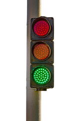 Traffic light on road showing green signal in autumn season