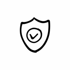 Protection shield icon in vector. Logotype - Doodle