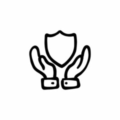 Hand protection icon in vector. Logotype - Doodle