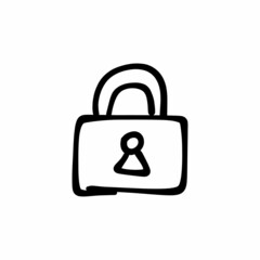 Pad lock icon in vector. Logotype - Doodle