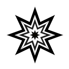 Fototapeta na wymiar a sketch of a three-dimensional eight-angle star in black and white stripes
