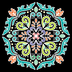Hand draw of mandala with vintage, paisley elements. Ornament. Traditional, Ethnic, Turkish, Indian motifs.