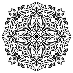 Hand draw of mandala with vintage, paisley elements. Ornament. Traditional, Ethnic, Turkish, Indian motifs.