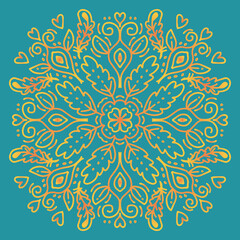 Hand draw of mandala with floral ornament pattern.