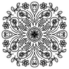 Fototapeta premium Hand draw of mandala with floral ornament pattern.