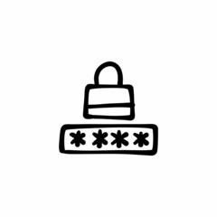 Pin code icon in vector. Logotype - Doodle