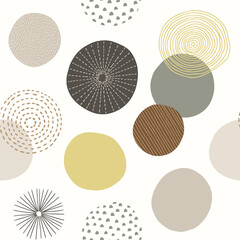 Abstract hand drawn geometric pattern with decorative circles and vintage texture.