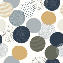 Abstract hand drawn geometric pattern with decorative circles and vintage texture.