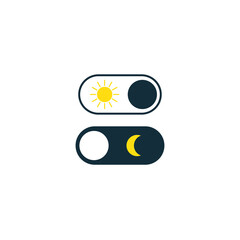 Sun to moon switch icons. Change of night and day. Interface design. Switch button. Vector illustration