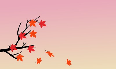 maple tree with fallen leaves. autumn background with copy space. vector illustration