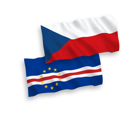 Flags of Czech Republic and Republic of Cabo Verde on a white background