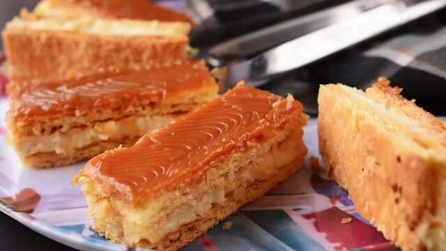 A traditional Colombian dessert Milhojas