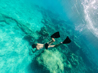 Underwater photo of man snorkeling