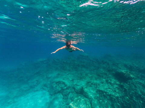 Underwater photo of man snorkeling