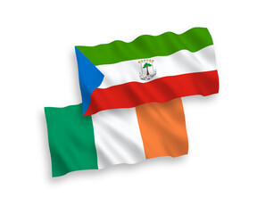 Obraz premium Flags of Ireland and Republic of Equatorial Guinea on a white background